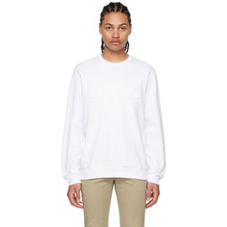 White Embossed Sweatshirt 231085M204053