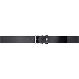 Black Italian-Leather Signature-Stripe Hardware Belt 241085M131012