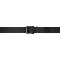 Black Leather Branded Pin Buckle Belt 241085M131009