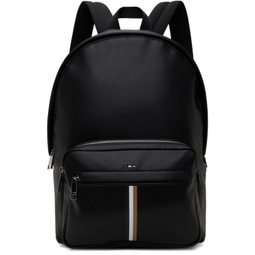 Black Faux-Leather Signature Stripe Backpack 241085M166016