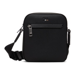 Black Faux-Leather Reporter Bag 241085M170014