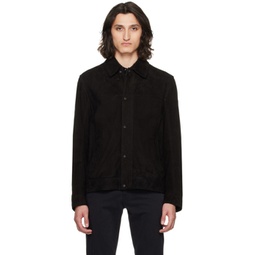 Black Regular-Fit Leather Jacket 241085M181004