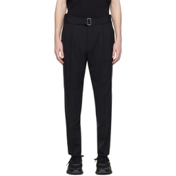 Black Pleated Trousers 241085M191003