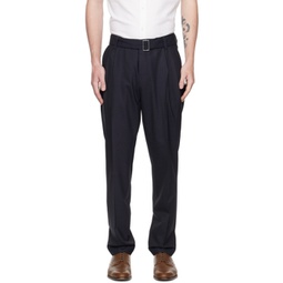 Navy Relaxed-Fit Trousers 231085M191048