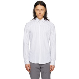 White & Gray Striped Shirt 231085M192033