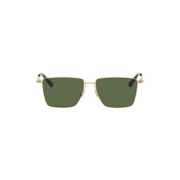 Gold Ultrathin Rectangular Sunglasses 241798F005011