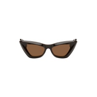 Brown Pointed Cat Eye Sunglasses 241798F005043