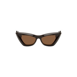 Brown Pointed Cat Eye Sunglasses 241798F005043
