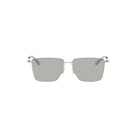 Silver Ultrathin Rectangular Sunglasses 241798F005012