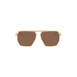 Gold Aviator Sunglasses 241798M134015