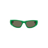 Green Cone Wraparound Sunglasses 231798F005015
