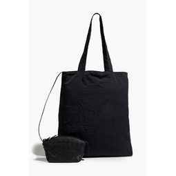 Packable intrecciato leather and shell tote
