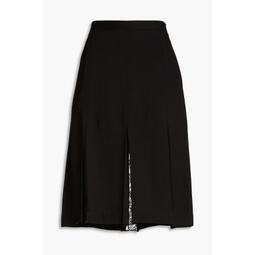 Lace-paneled crepe skirt