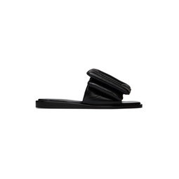 Black Puffy Flat Sandals 222237F124000