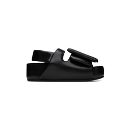 Black Slingback Puffy Platform Sandals 222237F124006