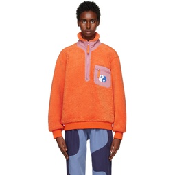 Orange Paneled Zip Sweater 222266F097001