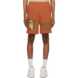 Orange Printed Shorts 231266M193000