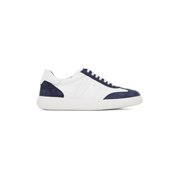 White   Navy Suede And Calf Leather Sneakers 241959M237000