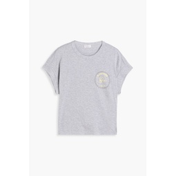 Bead-embellished printed cotton-jersey T-shirt