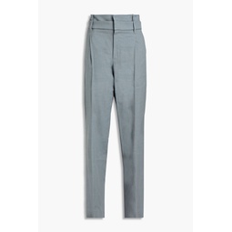 Linen-blend twill tapered pants