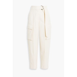 Cropped pleated wool-twill tapered pants