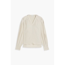 Bead-embellished washed-silk blouse