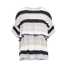 Layered striped cashmere-blend top