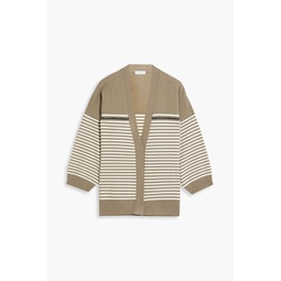 Bead-embellished striped wool, cashmere and silk-blend cardigan
