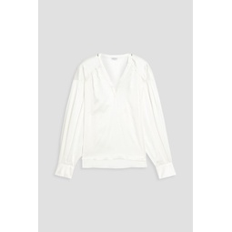 Bead-embellished silk-blend satin blouse