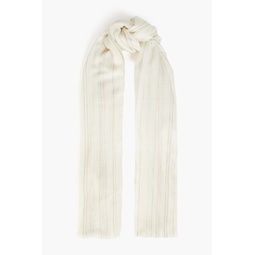 Striped cashmere-gauze scarf