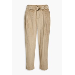 Belted cotton and cashmere-blend corduroy tapered pants
