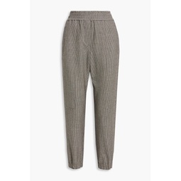 Houndstooth wool-blend tweed tapered pants