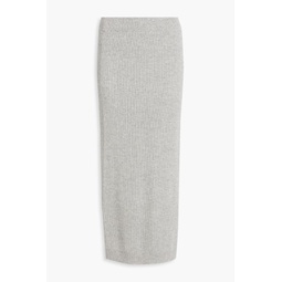 Ribbed wool, cashmere and silk-blend midi skirt