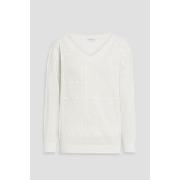 Embellished linen-blend sweater