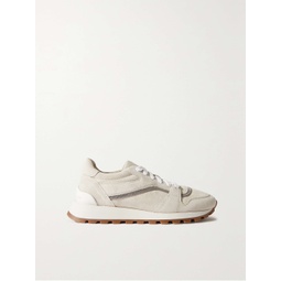 BRUNELLO CUCINELLI Bead-embellished suede sneakers