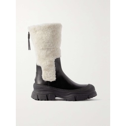 BRUNELLO CUCINELLI Shearling and leather ankle boots