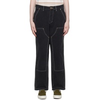 Black Double Knee Trousers 232888F087005