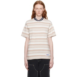 Taupe   White Striped T Shirt 232888F110005