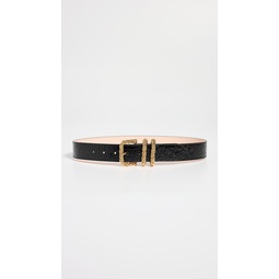 Katina Black Circular Croco Embossed Leather Belt