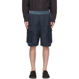 Navy Stitched Shorts 231510M193002