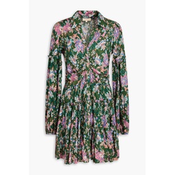 Tiered floral-print jacquard mini dress