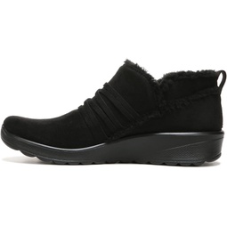 BZees Womens Glide Slip-On Ankle Boot Sneaker, Black, 6.5