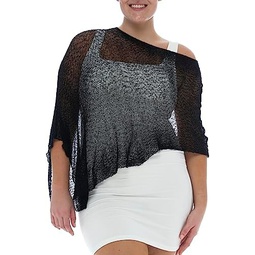 Back From Bali Womens Plus Size Sheer Poncho Shrug - Lightweight Knit Pullover Bolero Sweater 2X 3X 4X