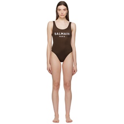 Brown Embroidered Swimsuit 241251F103001