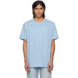 Blue Embossed T Shirt 241251M213028