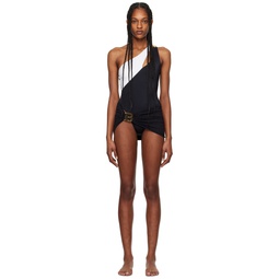 White   Black Asymmetric One Piece Swimsuit 241251F103004
