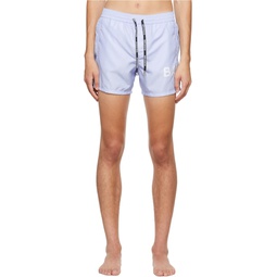 Blue Printed Swim Shorts 222251M216005