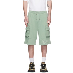 Green Embossed Shorts 231251M193018