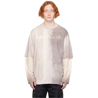 Gray Printed Long Sleeve T Shirt 231251M213037
