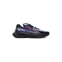 Black   Blue Run Row Leather Sneakers 241251M237047